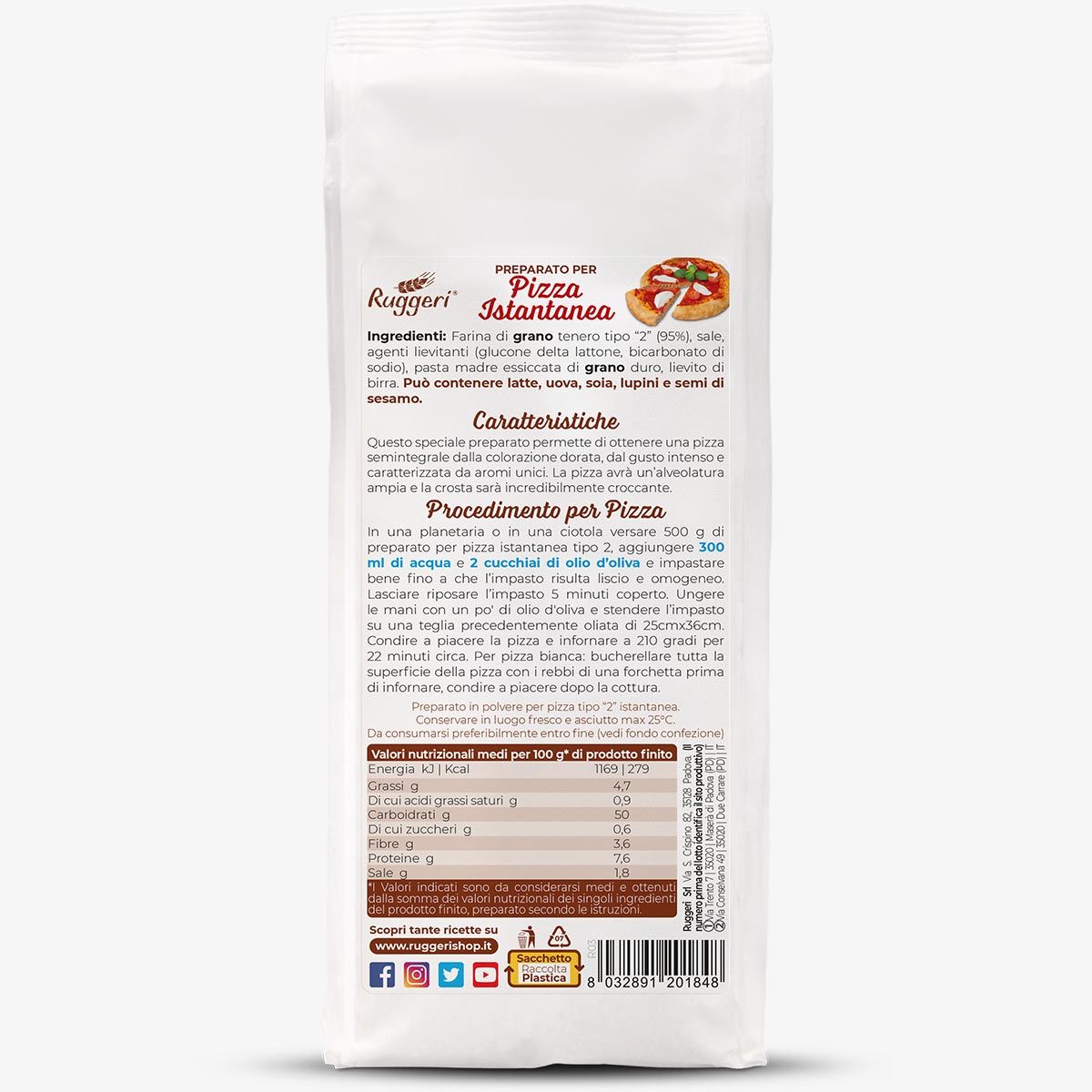 Instant Pizza Napoli Pizzamehl Fertige Mix mit Mutterteighefe