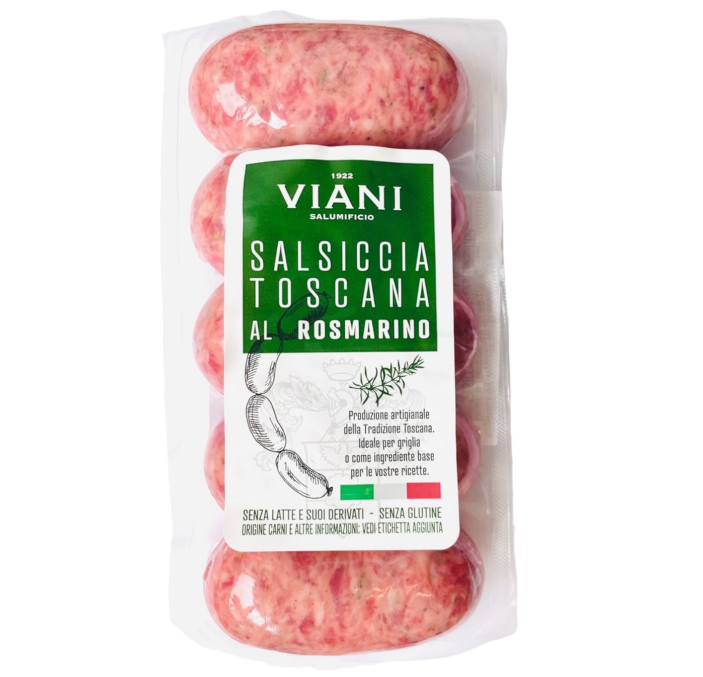 Frische Salsiccia Toskana-Bratwurst mit Rosmarin