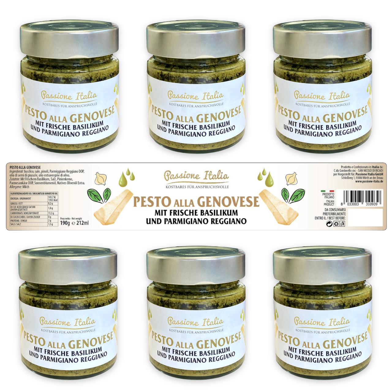 Pesto alla Genovese mit frischem Basilikum, Pinienkerne & Parmigiano Pesto alla Genovese mit frischem Basilikum, Pinienkerne & Parmigiano
