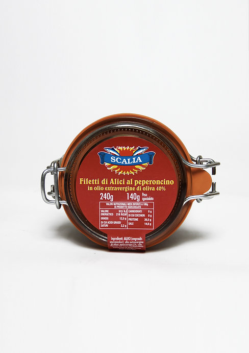 Sardellenfilets mit Chili in Olivenöl Extra Vergine