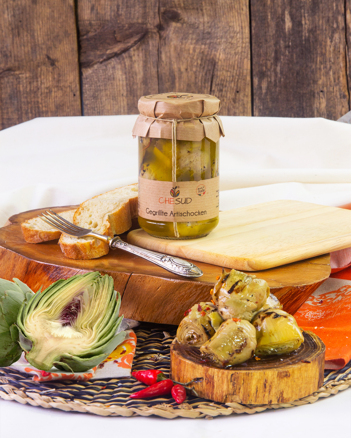 Gegrillte Artischocken Herzen in Olivenöl Extra Vergine