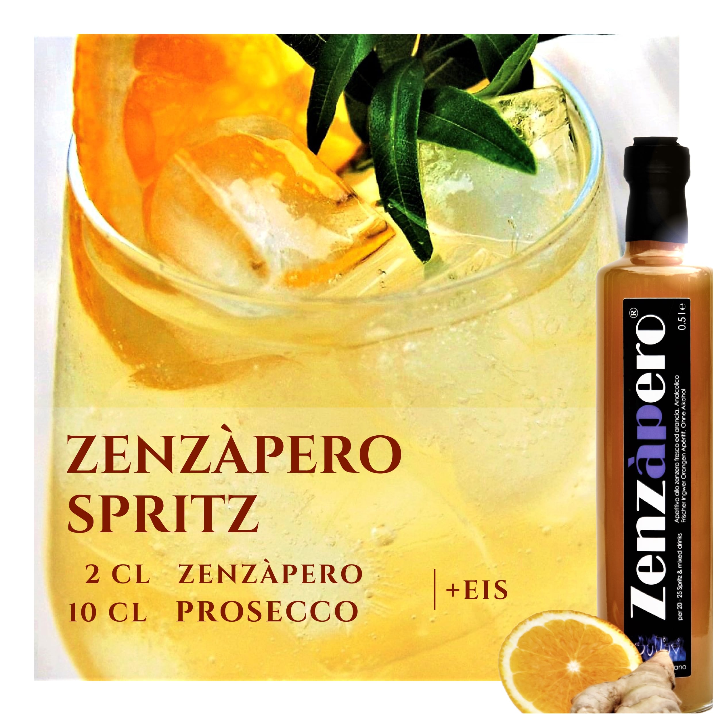 0,5l Zenzàpero - alkoholfreier Ingwer-Orangen Aperitif