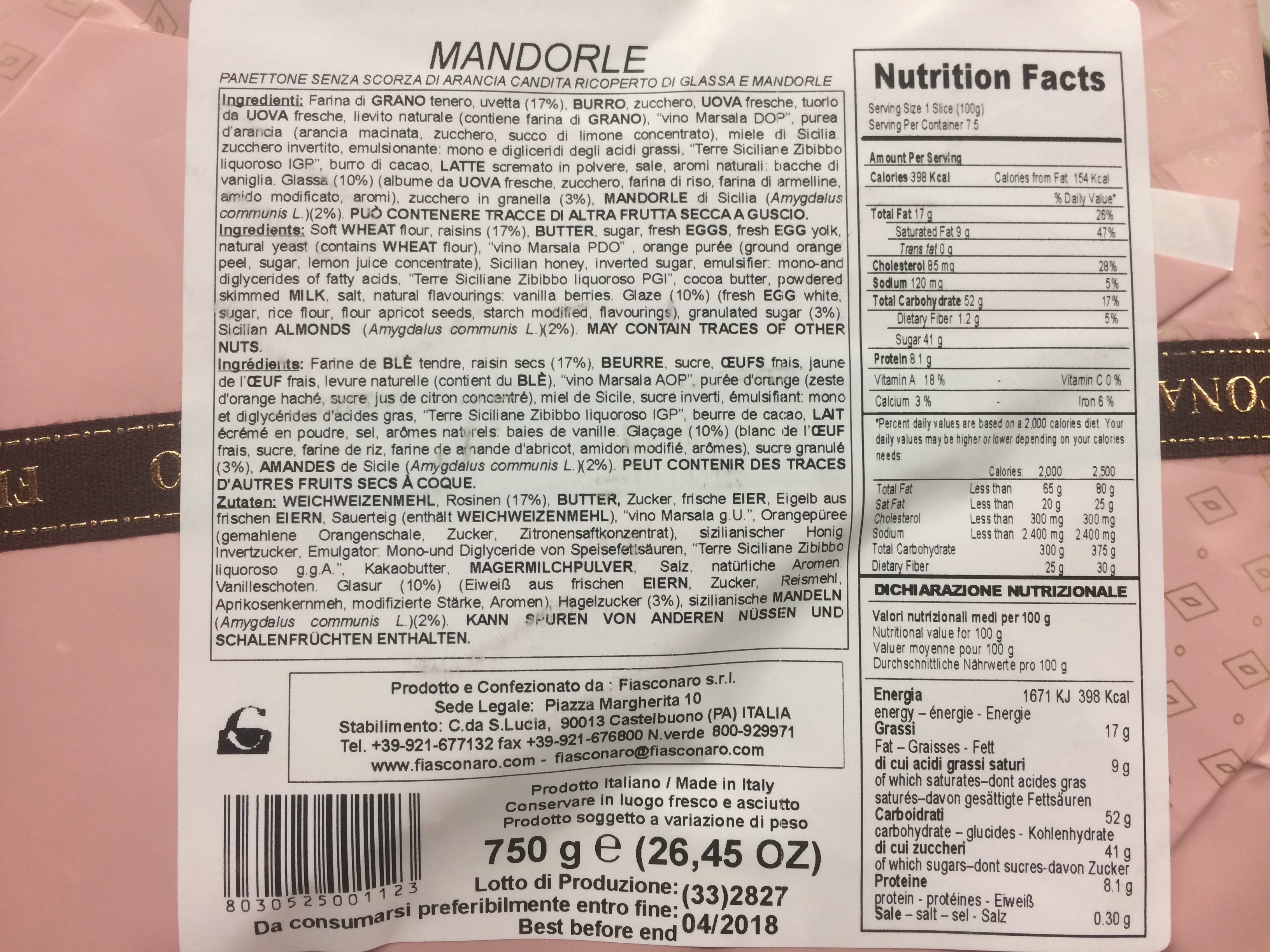Panettone mit sizilianischen Mandeln Fiasconaro