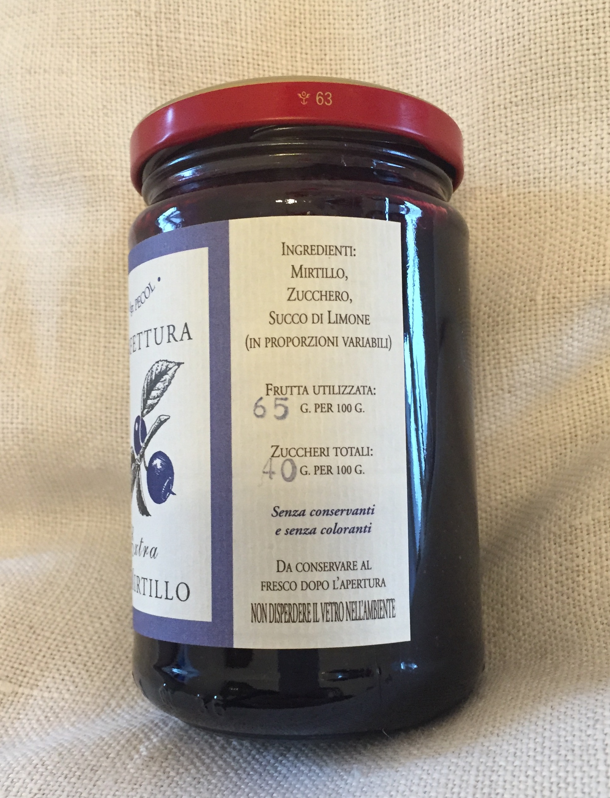 Confettura-Mirtilli-2 Konfitüre Extra Heidelbeeren - 65% Fruchtgehalt