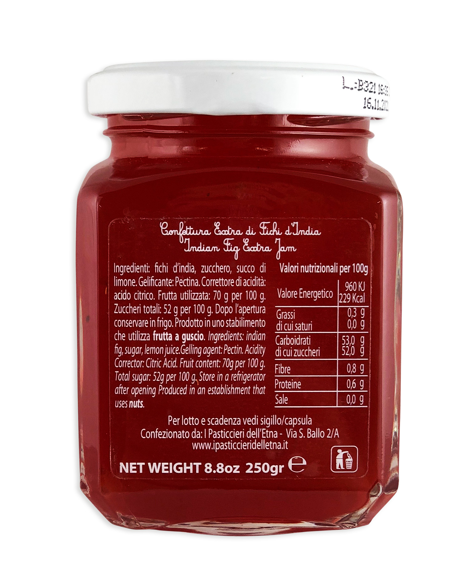 Kaktusfeigen Konfitüre extra fichi d'india aus Sizilien 70% Fruchtanteil
