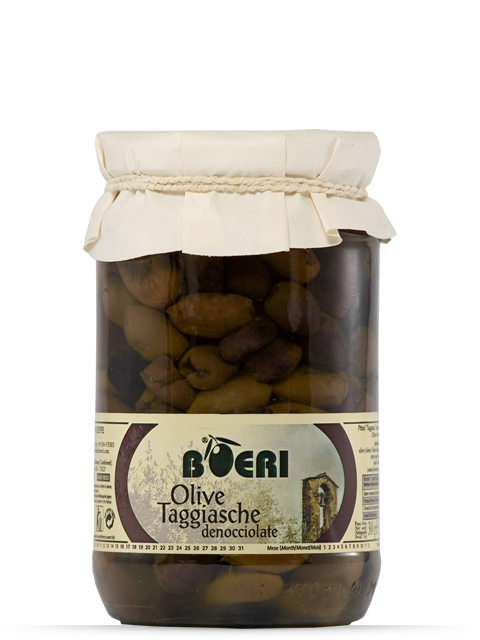 Entkernte Taggiasca Oliven in Olivenöl eingelegt