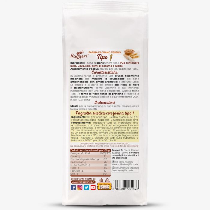 Farina di grano tenero Typ 1 - Weichweizenmehl 2X500g