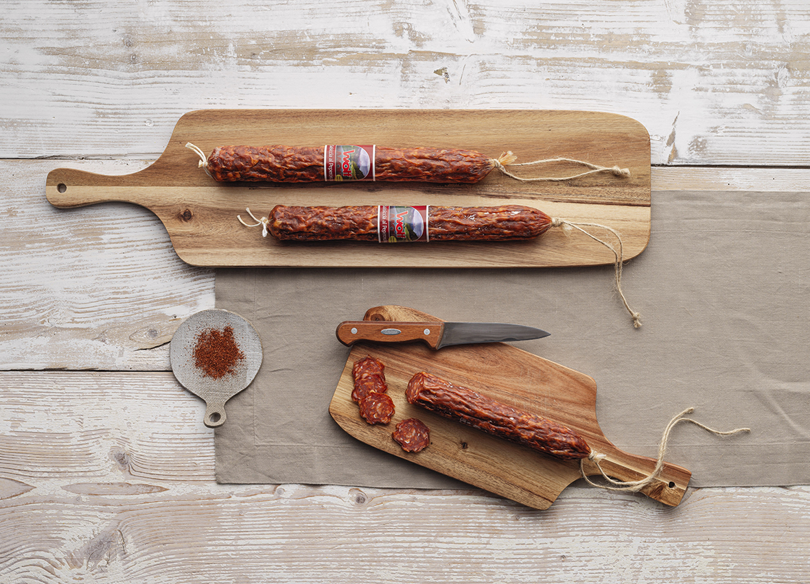 2x ganze Stange pikante Pizza Salami - Scharfe Berg Salsiccia