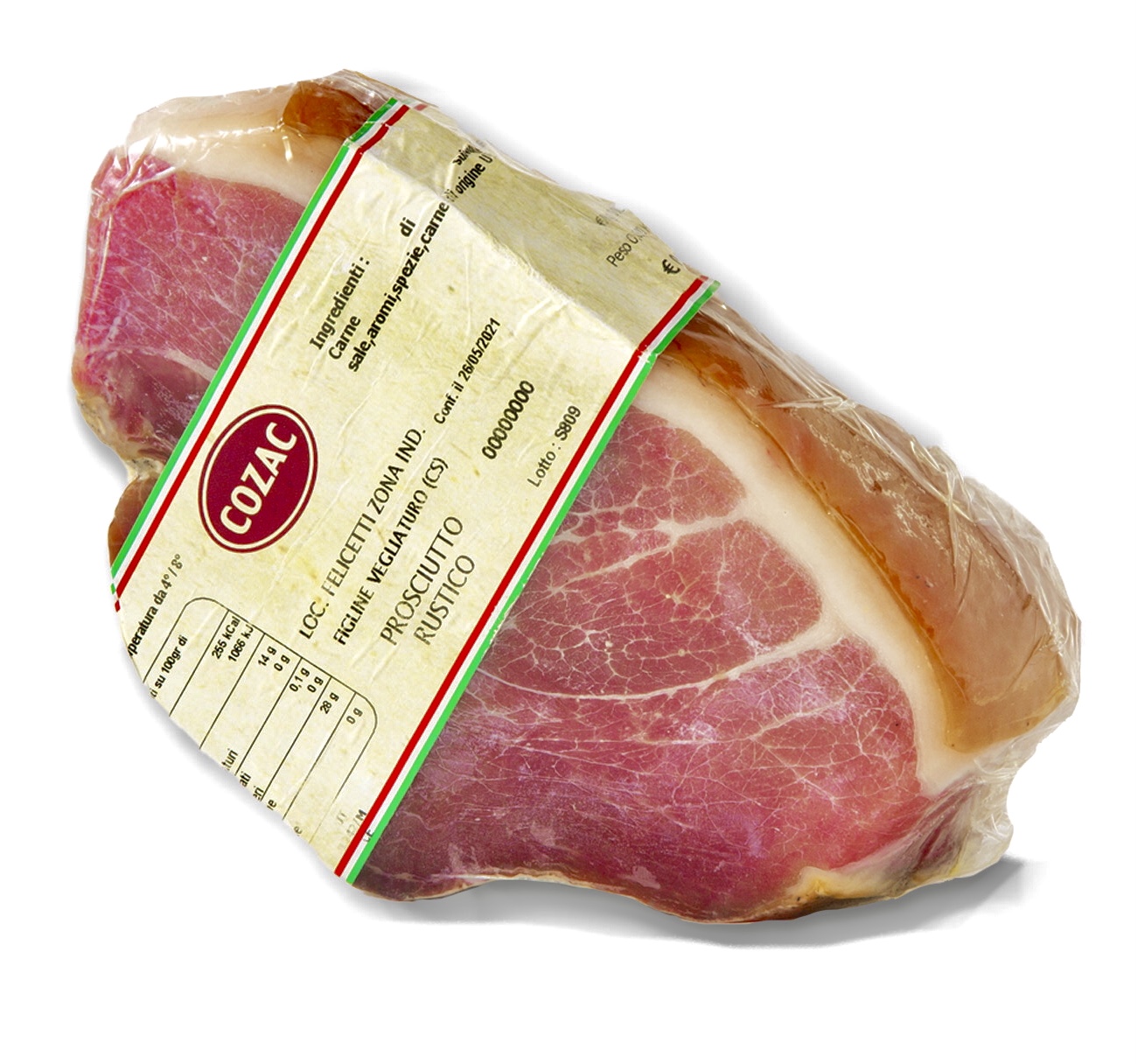 700g Prosciutto Rustico 18 Monate - Luftgetrochnete Schinken Rustikal aus Kalabrien