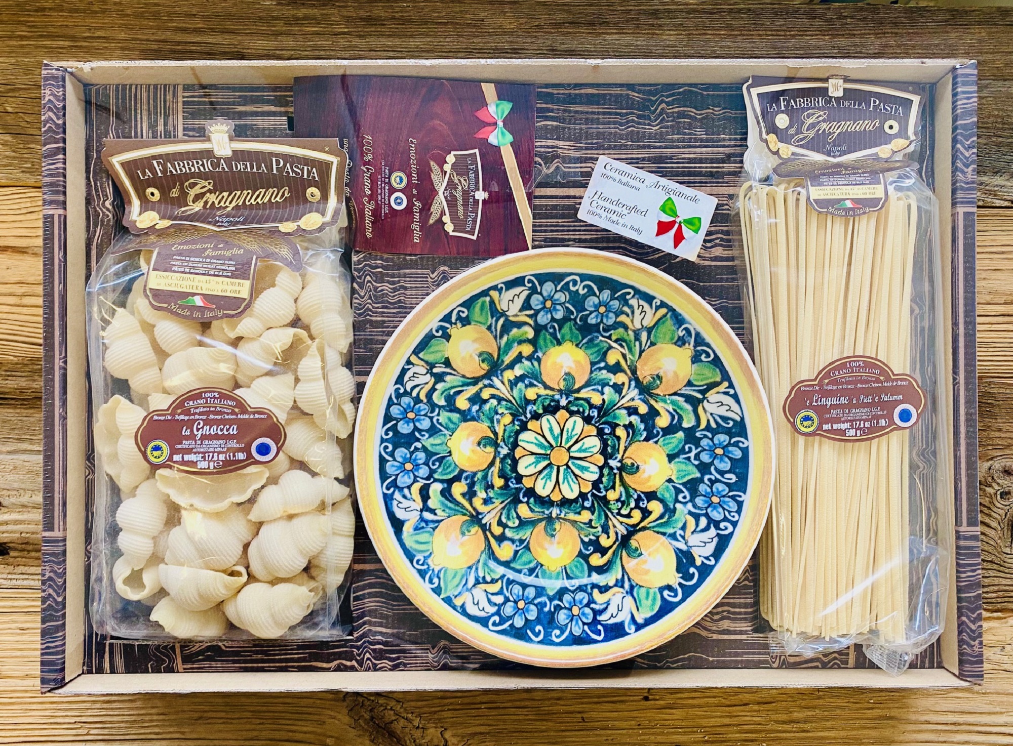 Nudel Gragnano Geschenkset mit Pastateller, Kochbuch