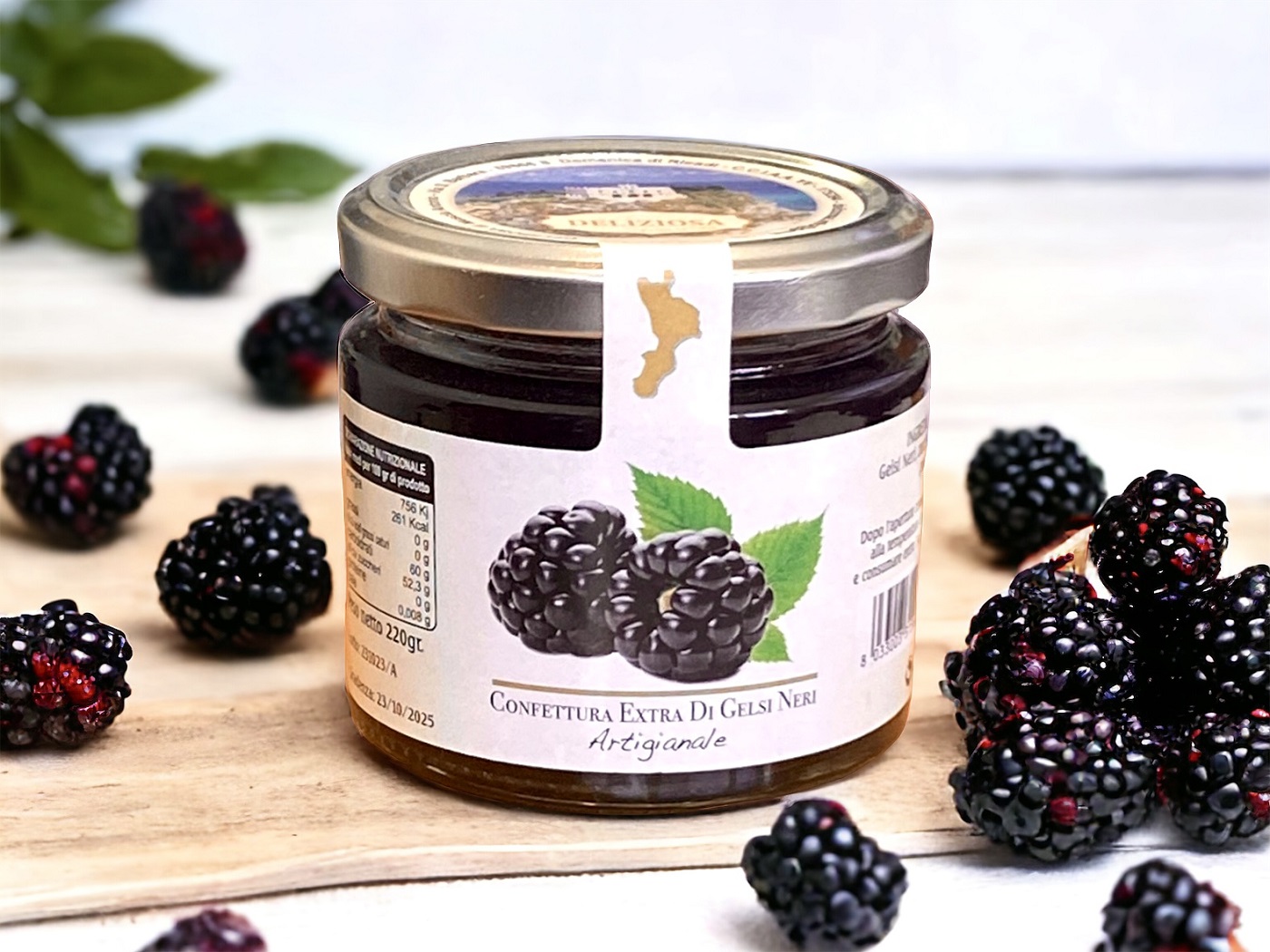 Schwarzen Maulbeeren 70% Konfitüre extra aus Kalabrien - Gelsi Neri