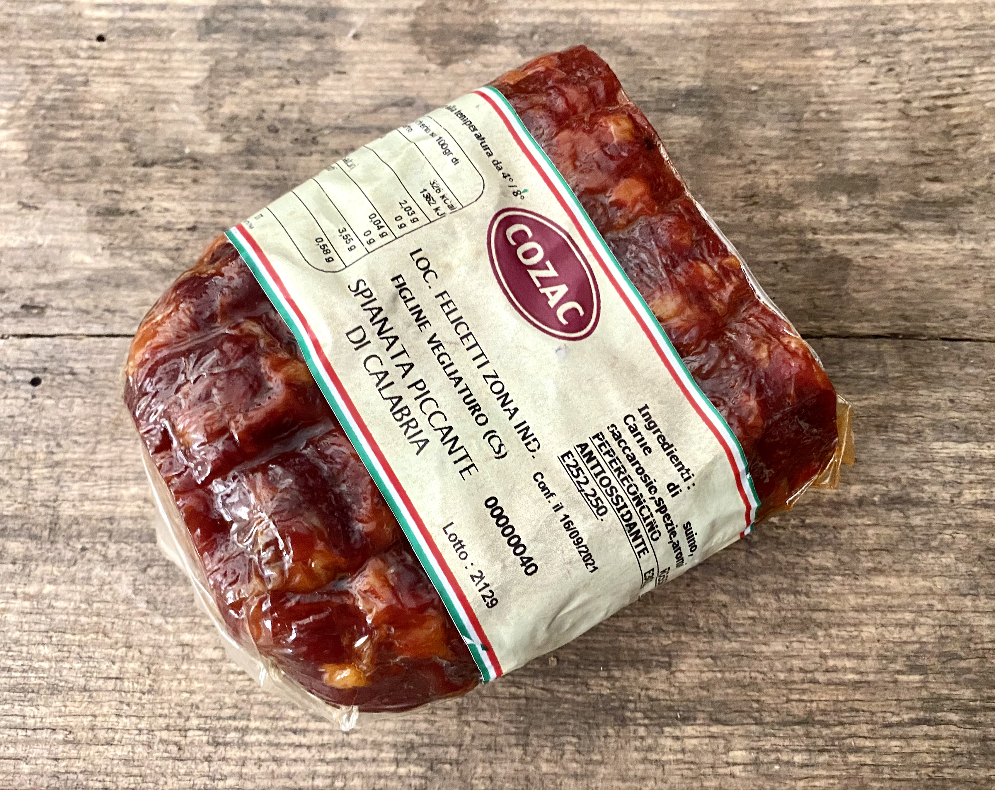 450gr Spianata Piccante di Calabria - flache Chili Salami aus Kalabrien 