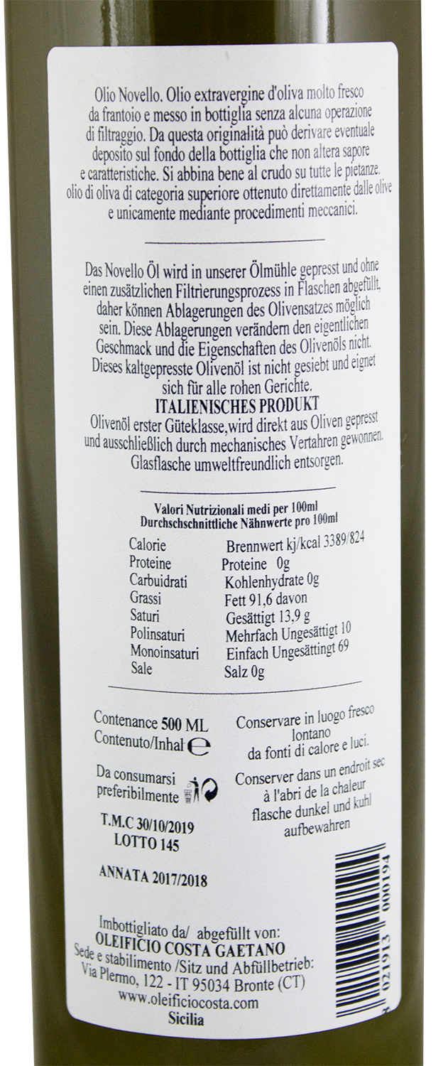 oliveno-l-novello2 0,5l Novello Olivenöl neue Ernte 2024 "Monellu" Sizilien