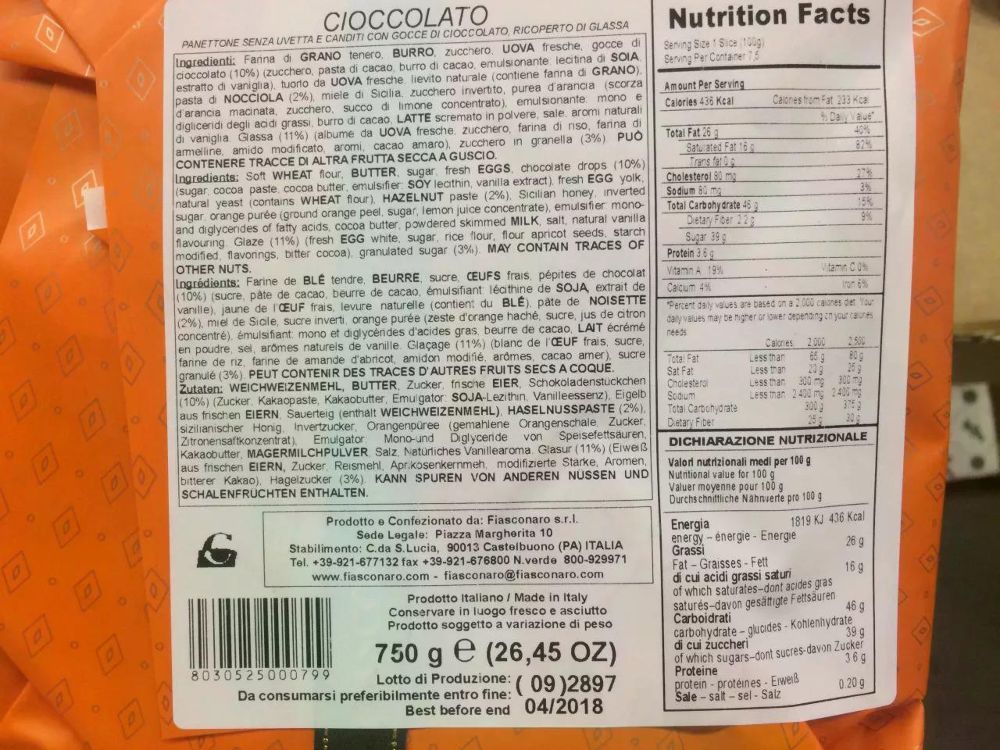 Panettone mit Schokolade von Fiasconaro aus Sizilien