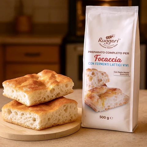 Focaccia Backmischung mit Mutterteig Hefe