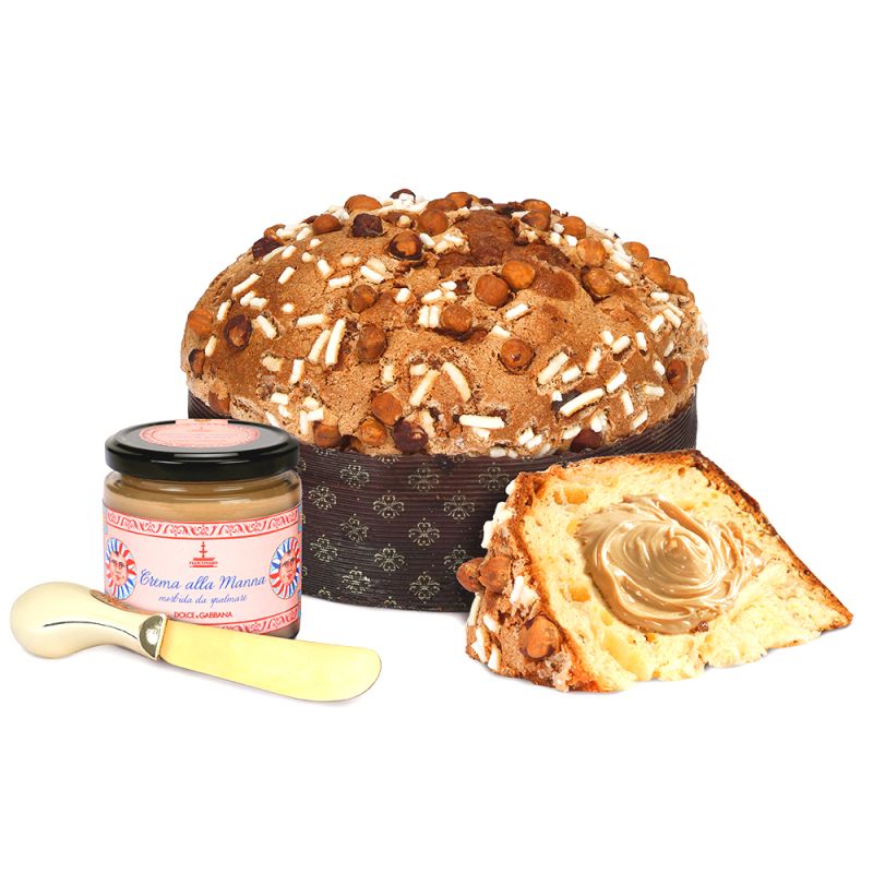 Dolce&Gabbana Panettone Manna e Nocciole Haselnuss mit Mannacreme + Messerchen Limited Edition Dolce&Gabbana Panettone Manna e Nocciole Haselnuss mit Mannacreme + Messerchen Limited Edition