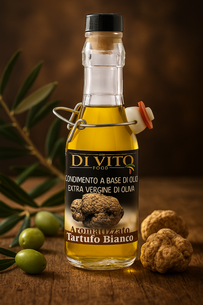 Natives Olivenöl Extra mit 2% natürlichem weißem Trüffel, ohne künstliche Aromen