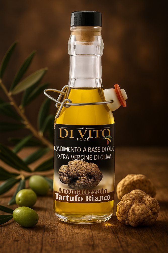 Natives Olivenöl Extra mit 2% natürlichem weißem Trüffel, ohne künstliche Aromen