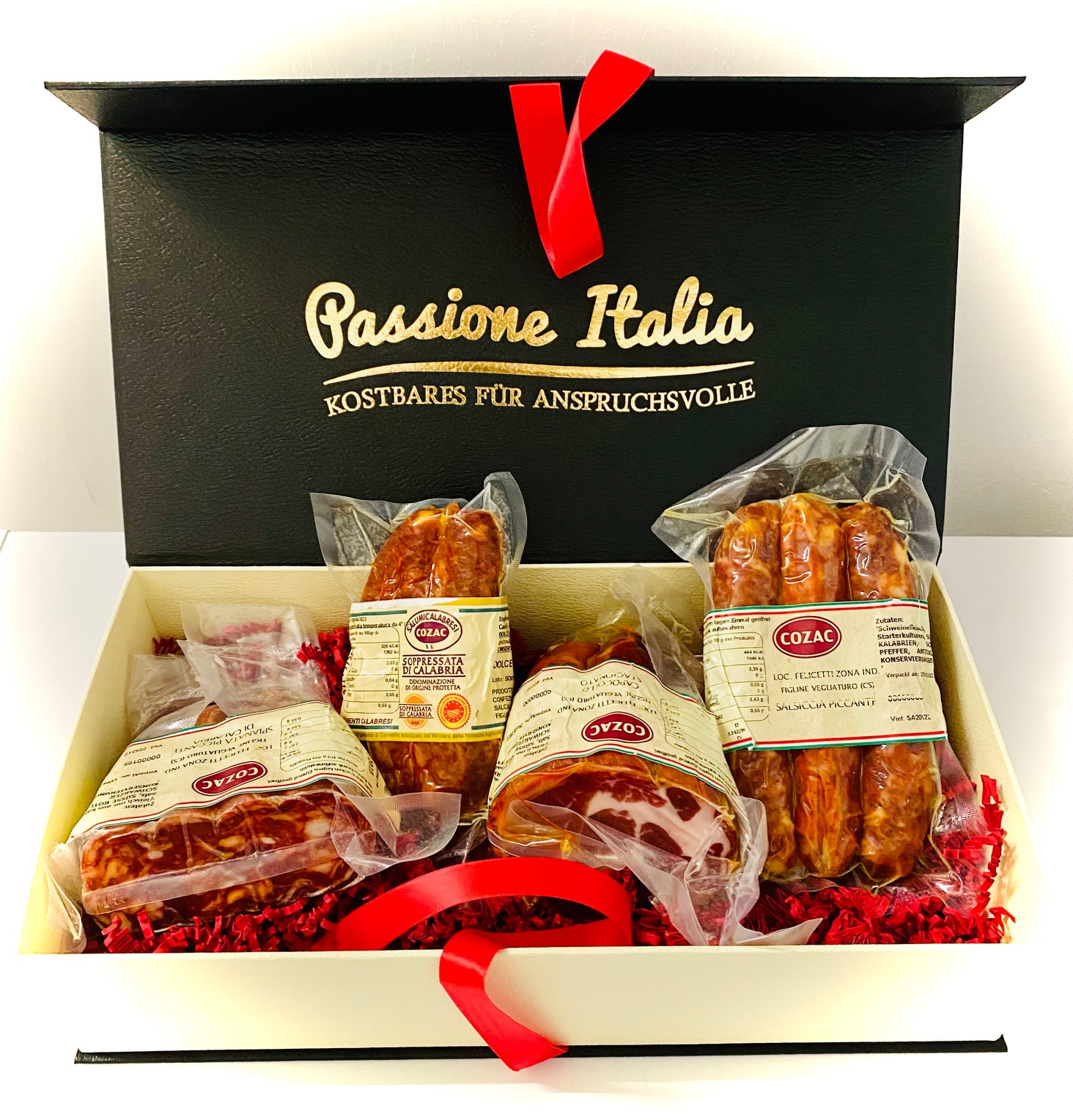 Geschenkkiste "Salumi di Calabria" Piccante - scharfe Salami und Wurst Spezialitäten aus Kalabrien