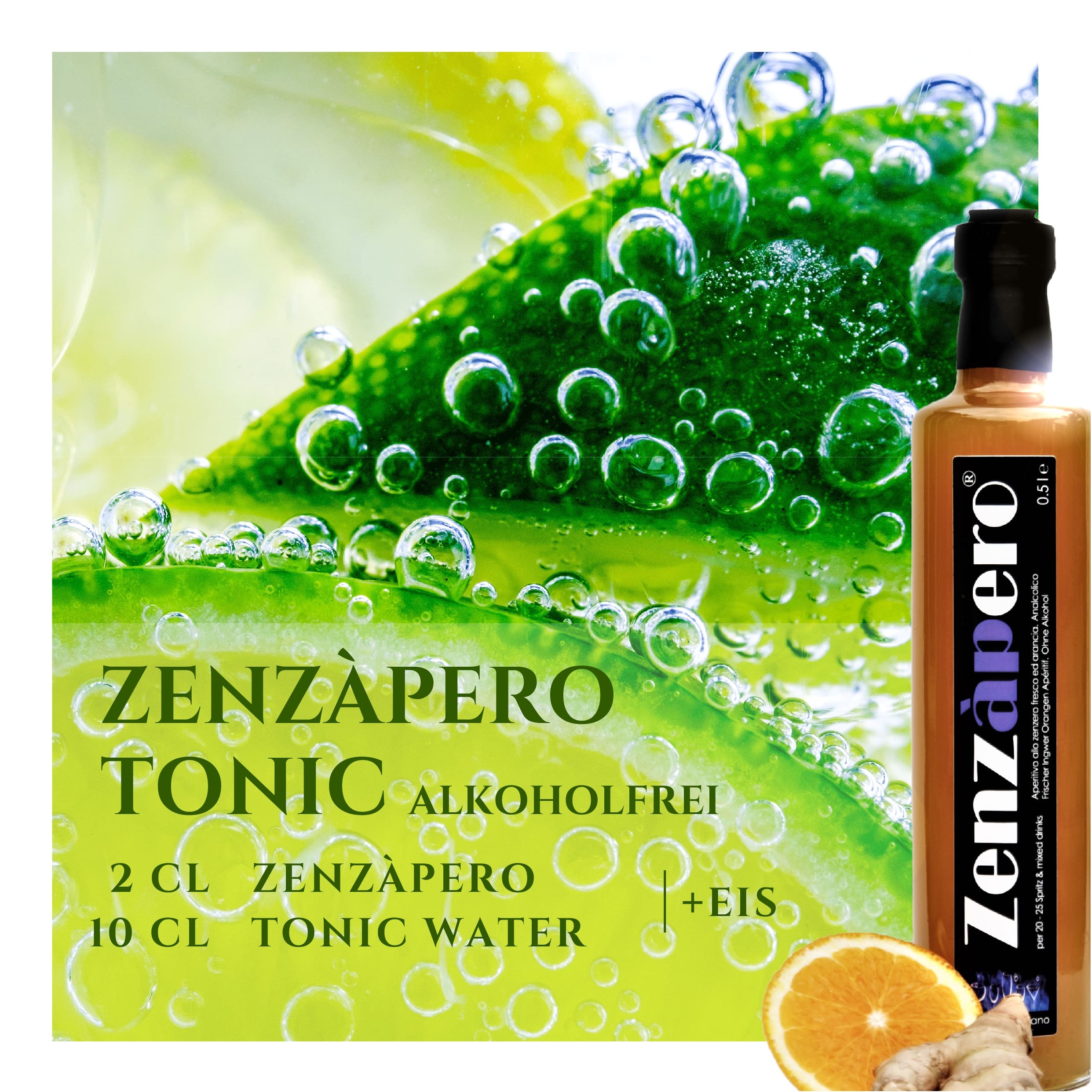 0,5l Zenzàpero - alkoholfreier Ingwer-Orangen Aperitif