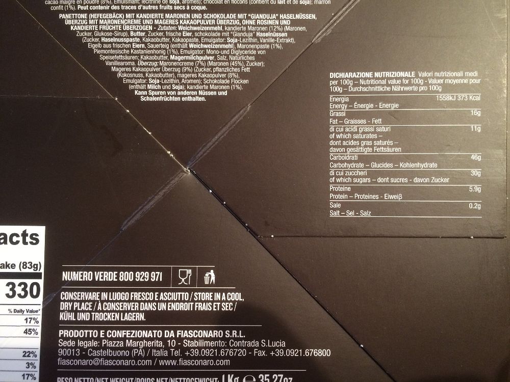 Deluxe Panettone "Marron Noir" mit kandierten Maronen und Gianduja