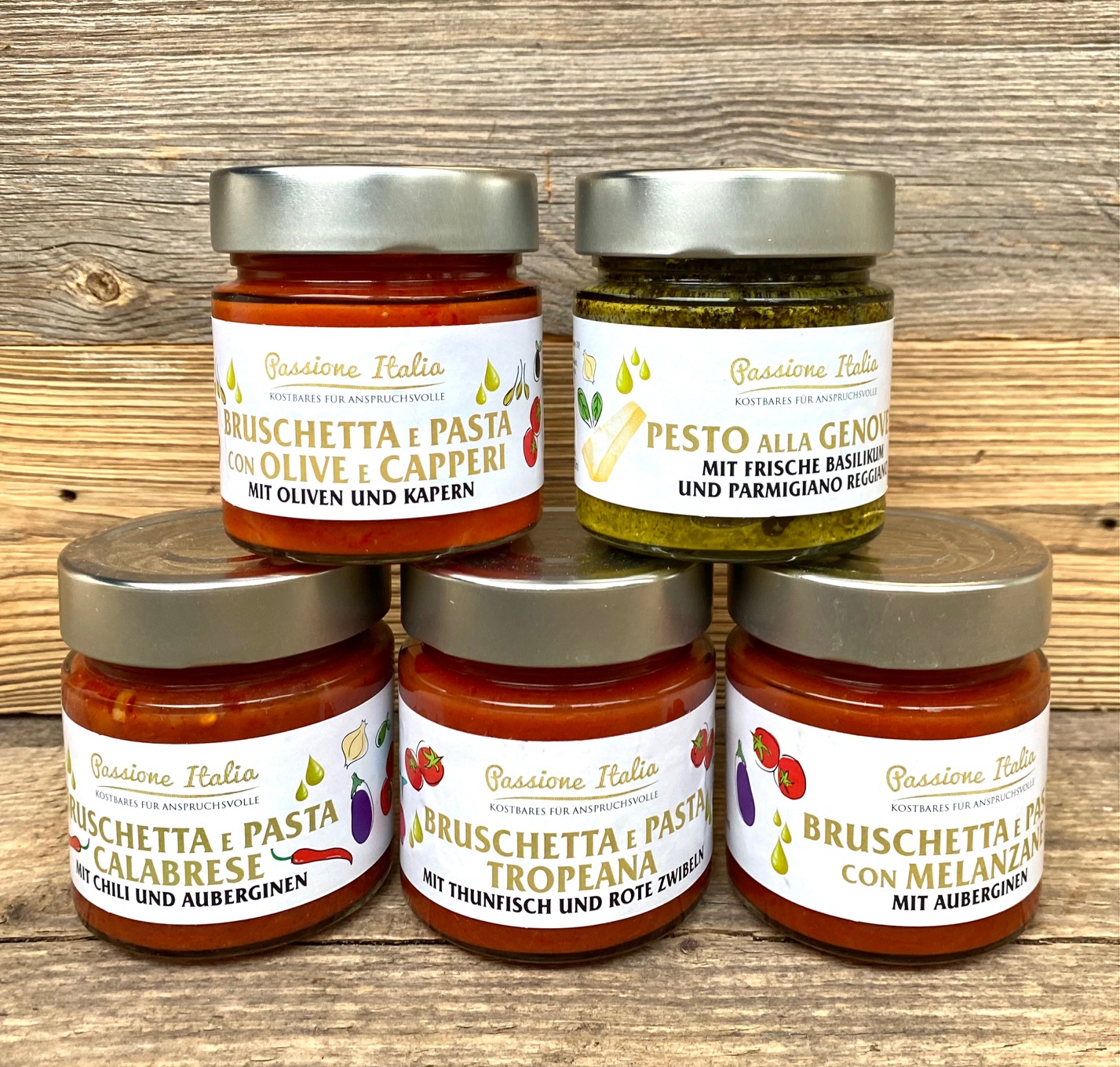 Angebot! Sugo & Bruschetta  4 Sorten + 1 Basilikum Pesto