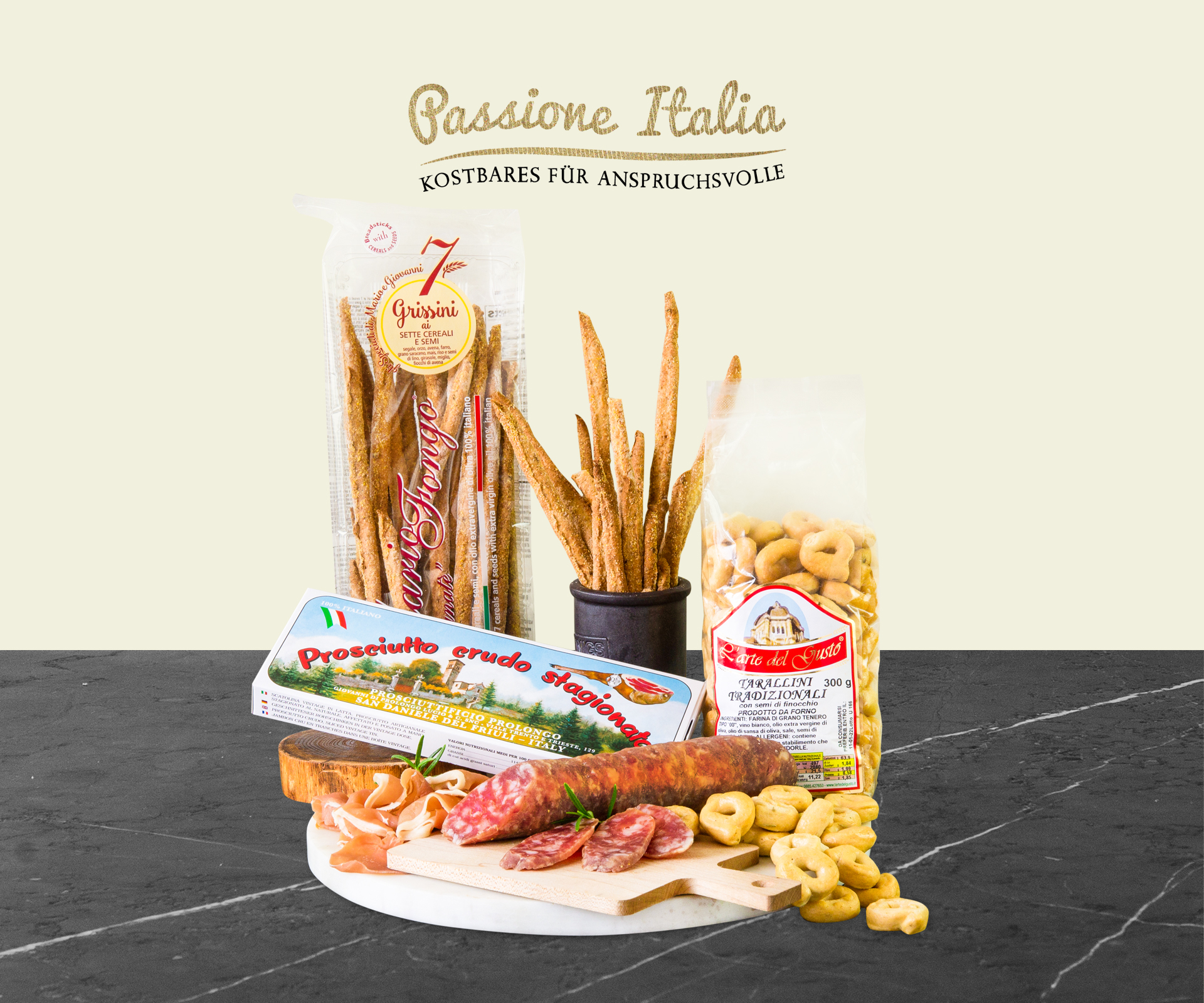 Geschenkset "Duetto" mit Prosciutto&Salame und Grissini&Taralli