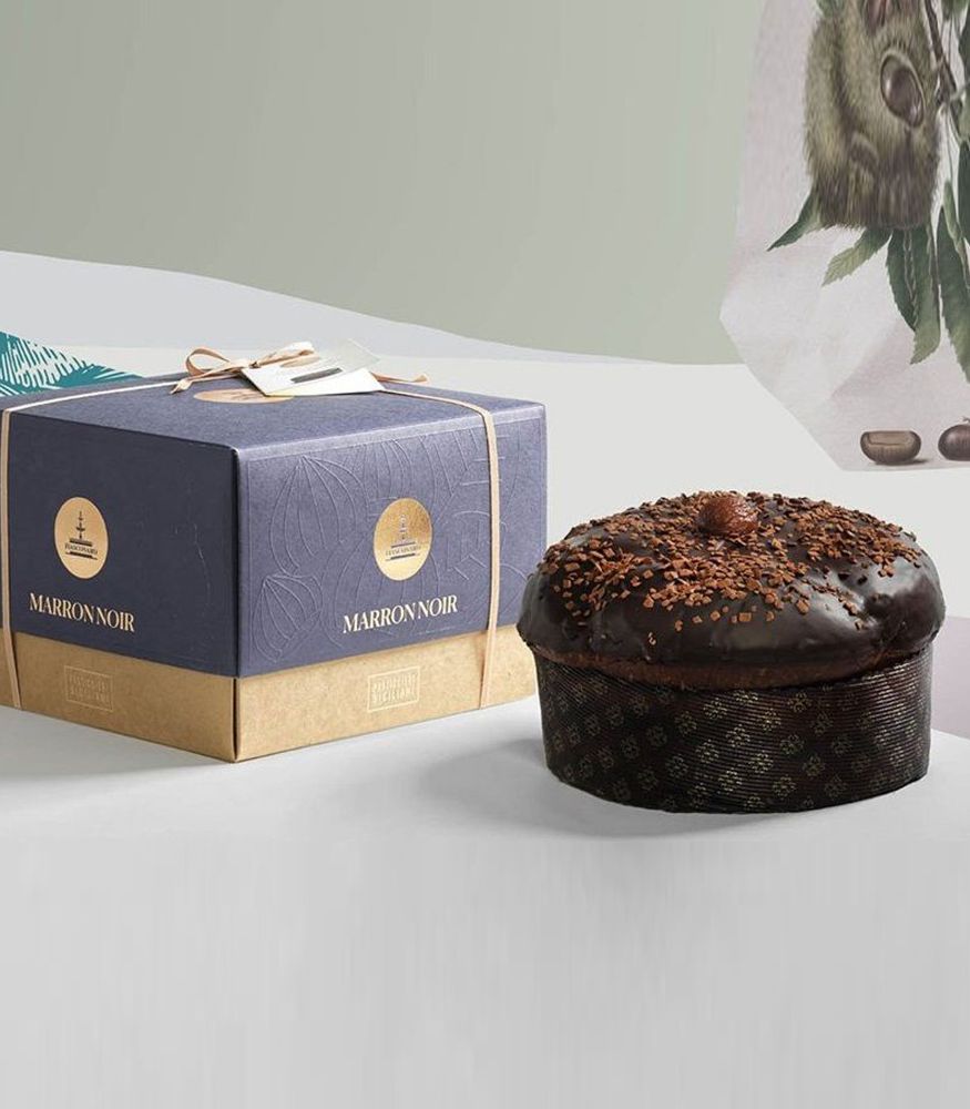 Deluxe Panettone "Marron Noir" mit kandierten Maronen und Gianduja