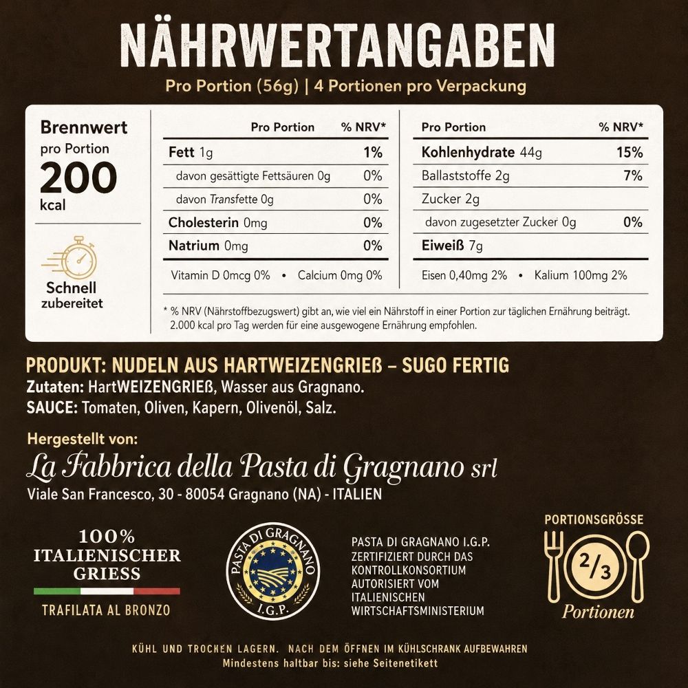 Pasta-Set Penne di Gragnano IGP mit Tomatensoße und Holzlöffel
