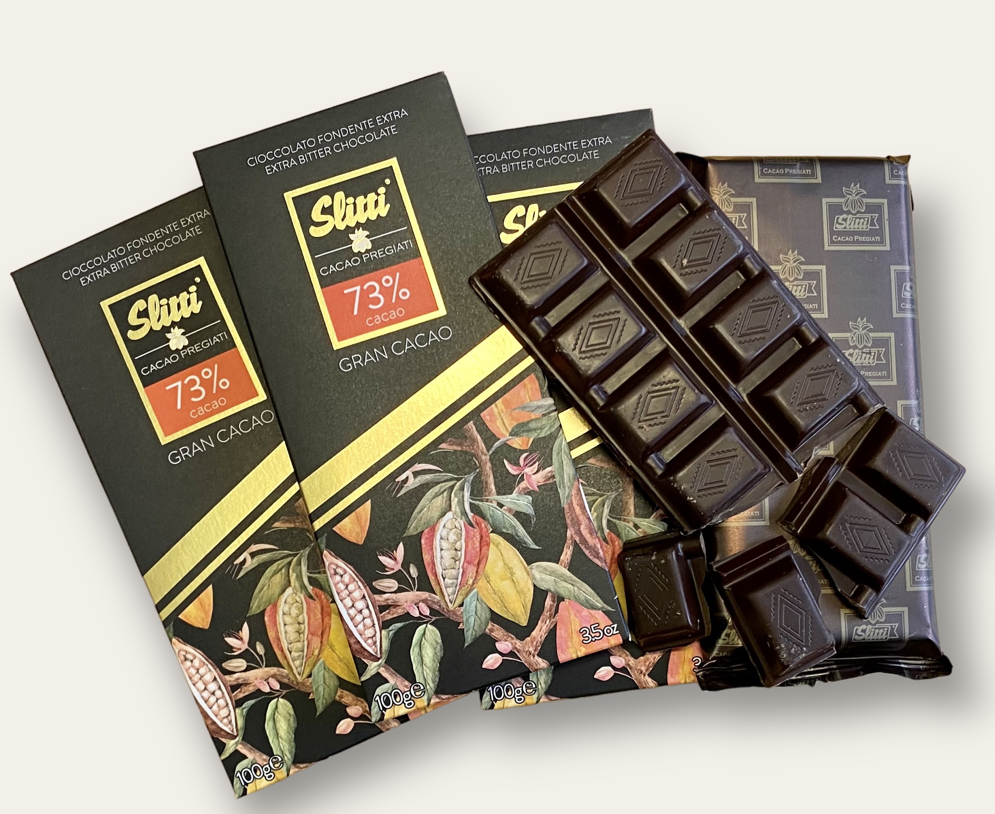 3X Slitti Gran Cacao 73% Zartbitterschokolade, beste Schokolade 2022