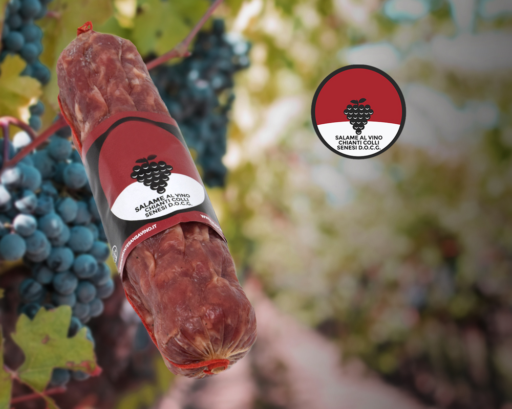 Salami mit Chianti Wein aus der Toskana Monte San Savino