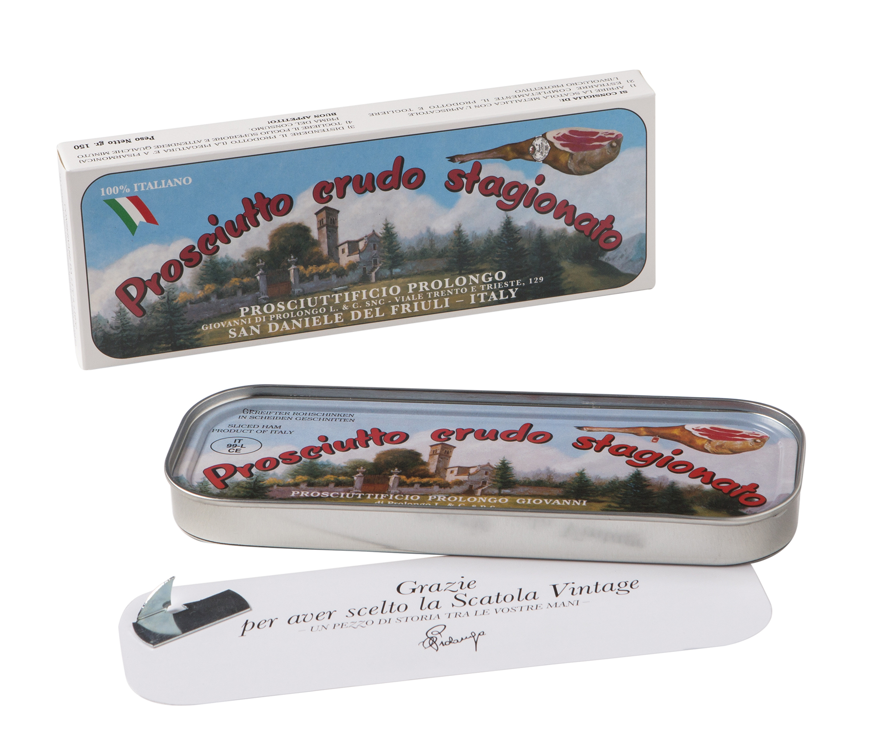 Prolongo 150gr Gereifter Rohschinken in Scheiben  - Vintage Dose