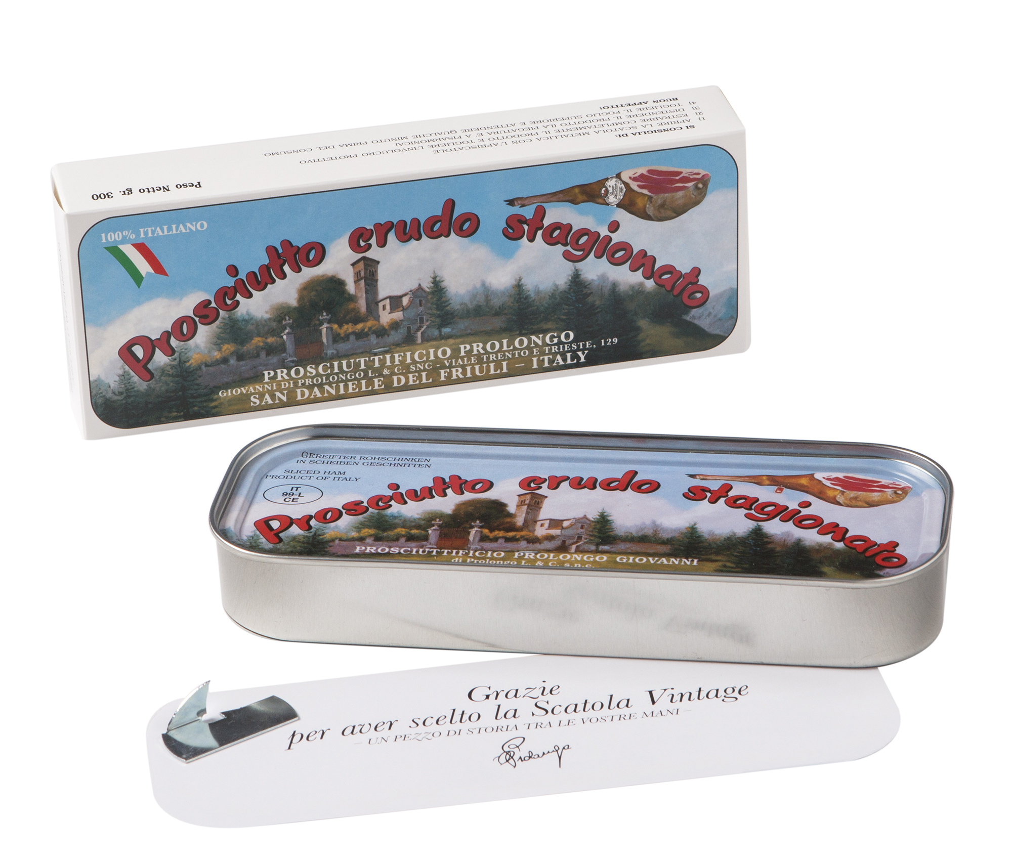 Prolongo 300gr Gereifter Rohschinken in Scheiben -  Vintage Dose