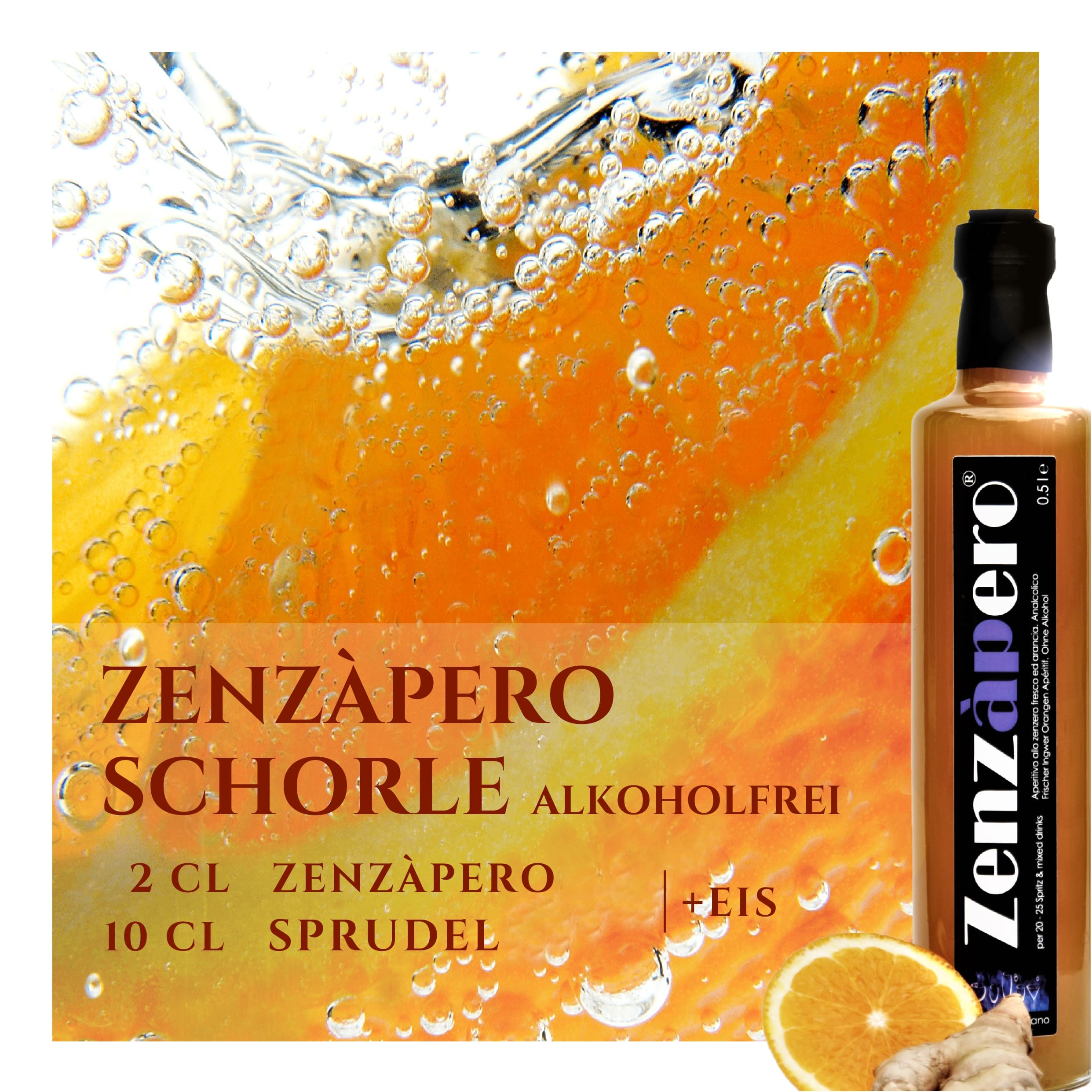 0,5l Zenzàpero - alkoholfreier Ingwer-Orangen Aperitif
