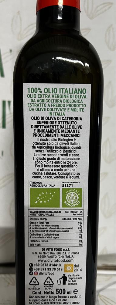 0,5l Preisgkröntes Bio Olivenöl Extra Vergine Molise Oliven