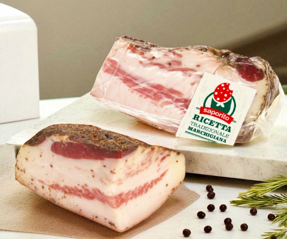 Guanciale al Pepe – Schweinebackenspeck mit schwarzem Pfeffer Guanciale al Pepe – Schweinebackenspeck mit schwarzem Pfeffer